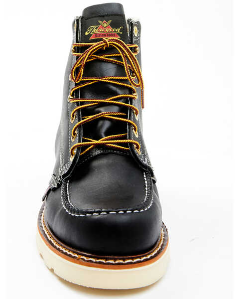 Image #4 - Thorogood Men's American Heritage 6" Made In The USA Wedge Work Boots - Steel Toe, Black, hi-res