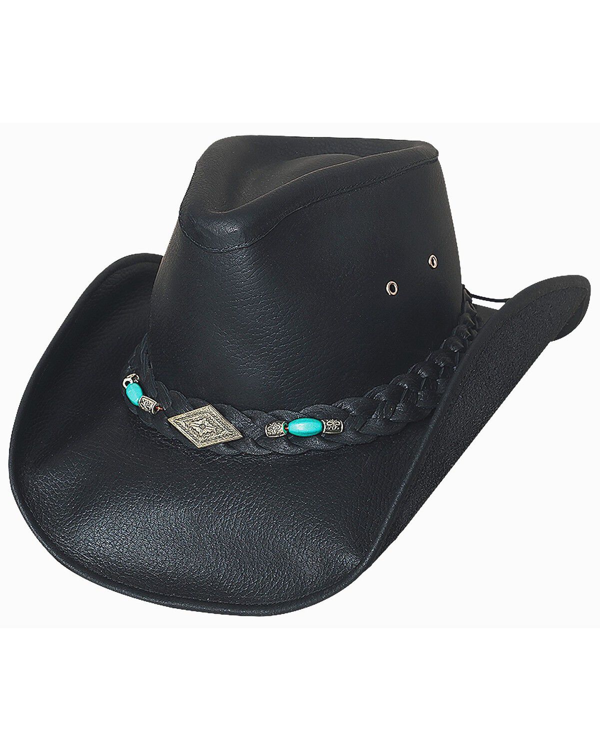 Bullhide Royston Leather Cowboy Hat, Black, hi-res