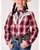 Image #1 - Roper Girls' Plaid Print Embroidered Yoke Long Sleeve Snap Western Shirt, Red, hi-res