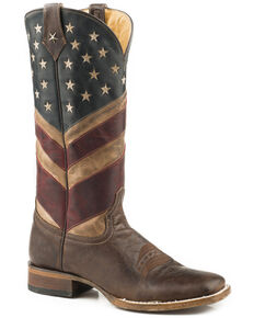 Roper Women's Old Glory American Flag Cowgirl Boots - Square Toe, Brown, hi-res