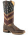 Image #1 - Roper Women's Old Glory American Flag Cowgirl Boots - Square Toe, Brown, hi-res