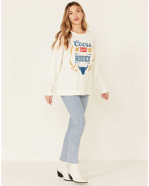Image #2 - Recycled Karma Women's White Coors Rodeo Graphic Long Sleeve Top, White, hi-res