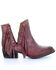 Circle G Women's Wine Studded Fringe Booties - Round Toe, Wine, hi-res