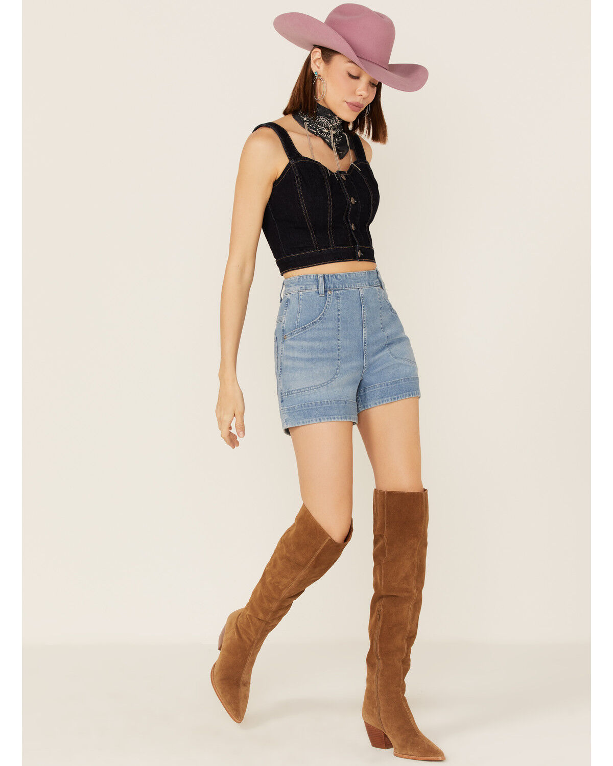 TIMELESS HIGH-WAIST SHORTS IN BLACK DENIM – Gameday Couture