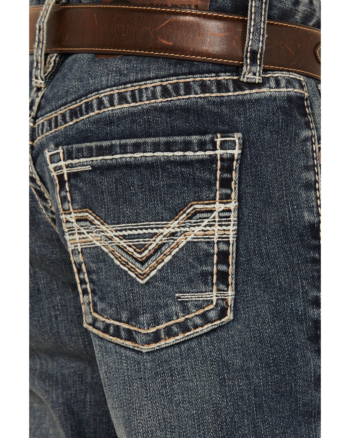 Image #4 - Rock & Roll Denim Boys' Medium Wash Two-Toned Stitch Bootcut Denim Jeans, Blue, hi-res