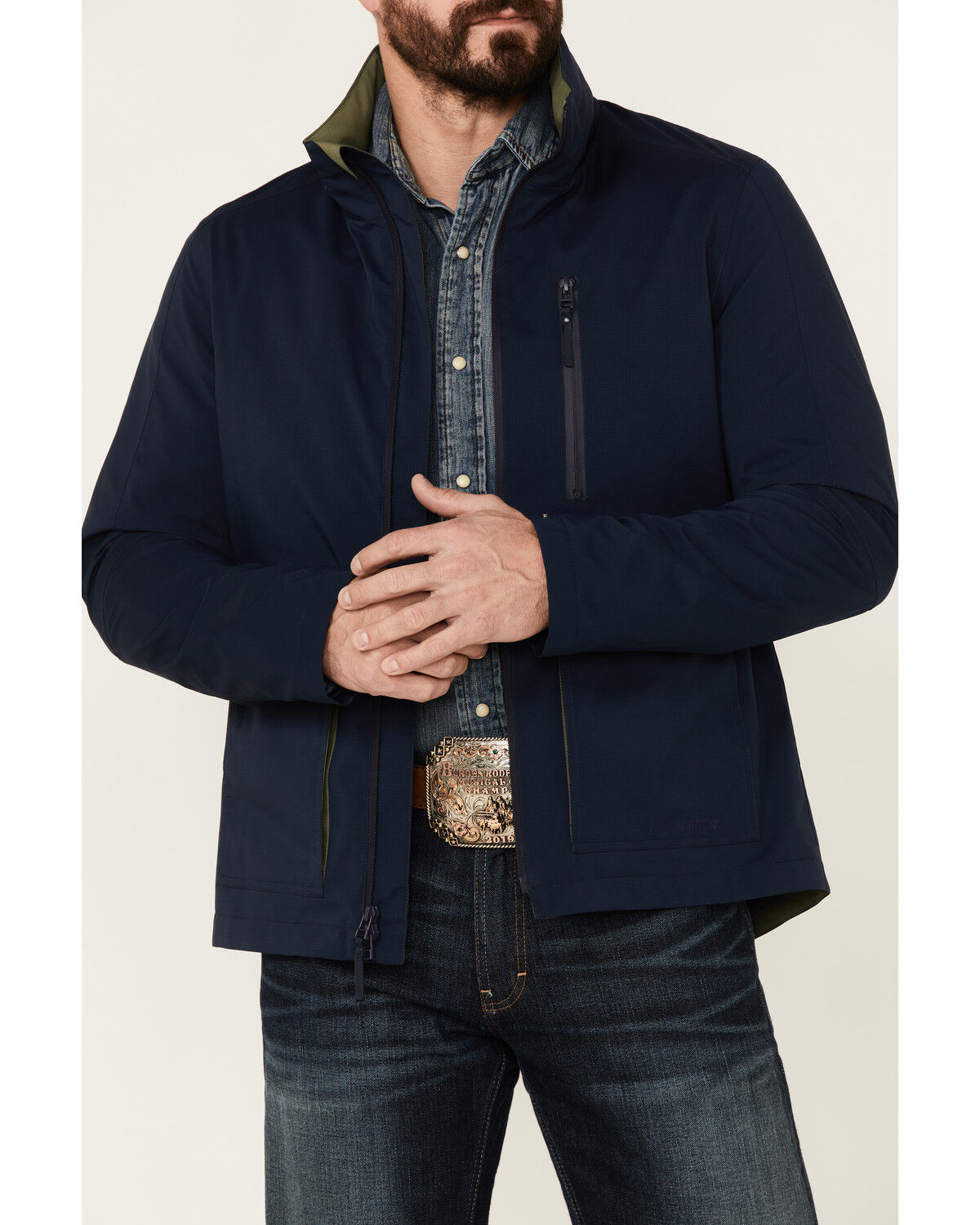Image #3 - Pendleton Men's Solid Outdoorsman Zip-Front Wind Breaker Jacket, Navy, hi-res