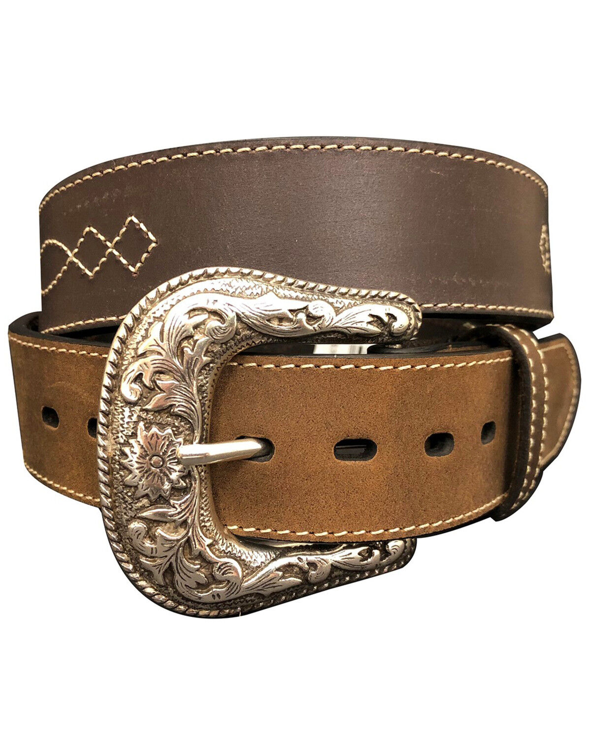 Image #1 - G-Bar-D Men's Diamond Concho Leather Belt, Brown, hi-res