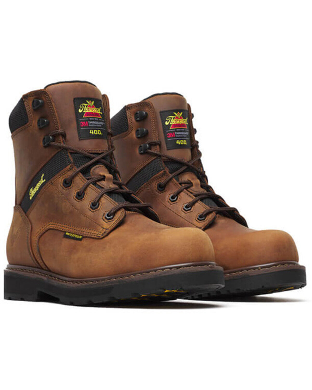 Image #1 - Thorogood Men's Jobsite Series 8" Crazy Horse Waterproof Insulated Work Boots - Composite Toe, Brown, hi-res