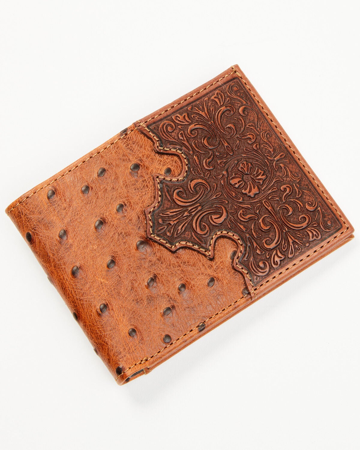Cody James Men's Grady Faux Ostrich Bifold Wallet, Brown, hi-res