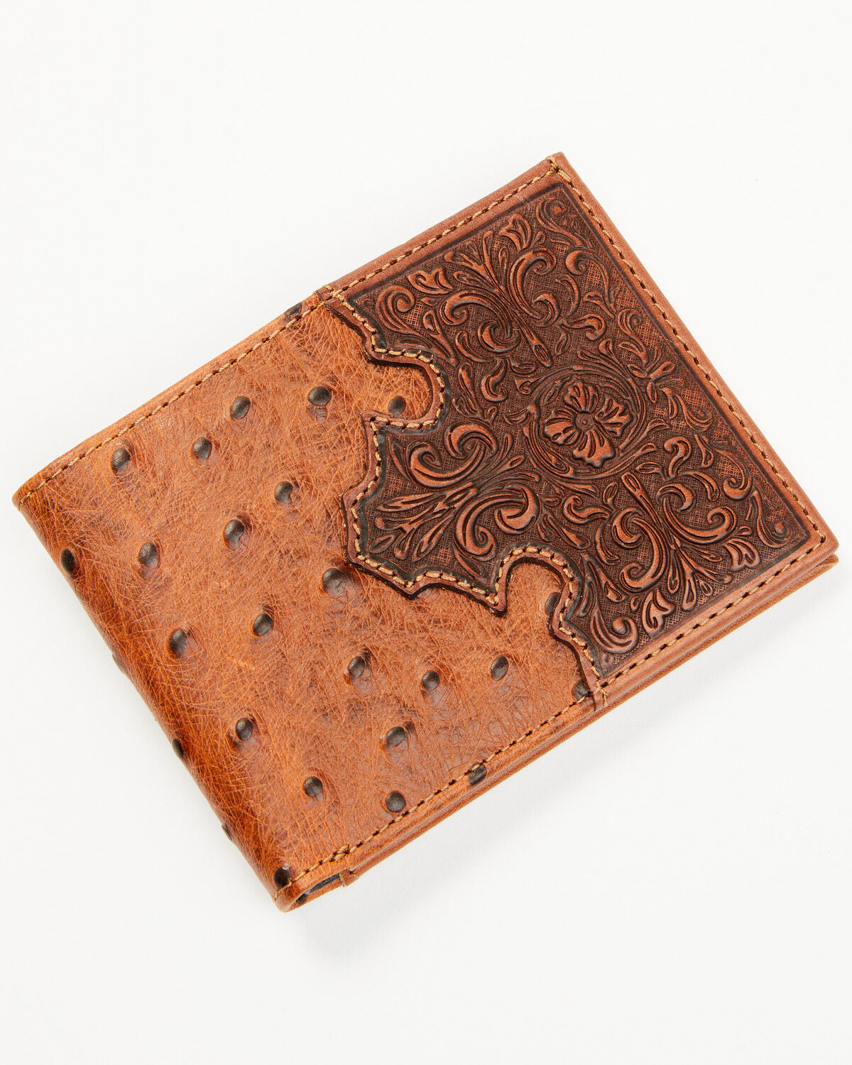 Image #1 - Cody James Men's Grady Faux Ostrich Bifold Wallet, Brown, hi-res