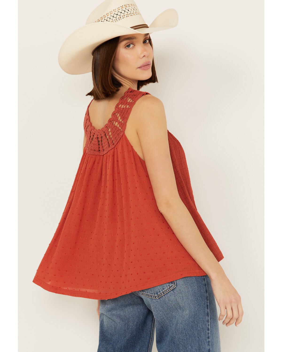 Image #4 - Miss Me Women's Crochet Neck Sleeveless Peasant Top, , hi-res