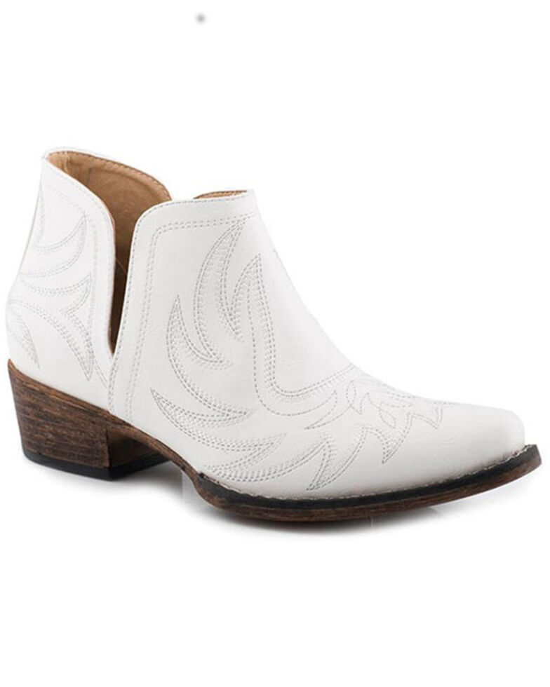 Roper Women's Ava Open Sided Western Fashion Booties - Snip Toe , White, hi-res