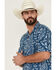 Image #2 - Wrangler Men's Western Print Short Sleeve Snap Western Shirt, Blue, hi-res