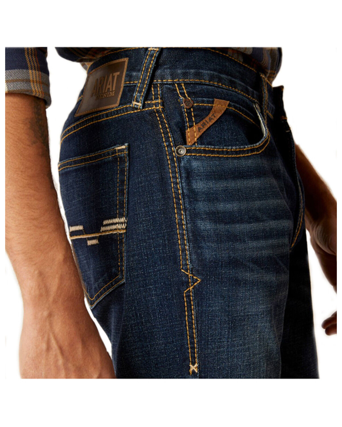 Image #4 - Ariat Men's M8 Reese Dark Wash Modern Slim Stretch Denim Jeans, Dark Wash, hi-res