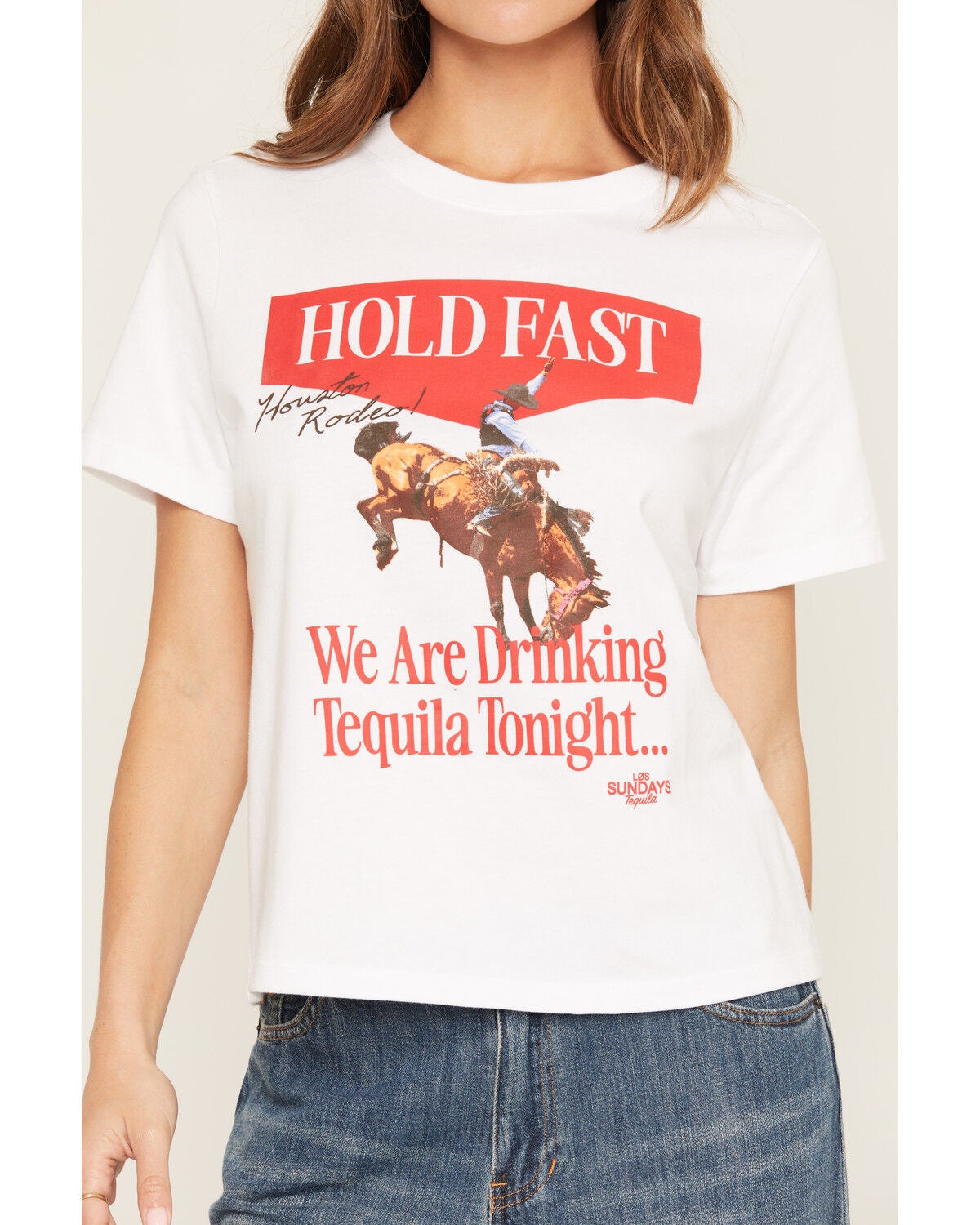 Image #3 - Los Sundays Women's Holdfast Houston Rodeo Short Sleeve Graphic Tee, White, hi-res