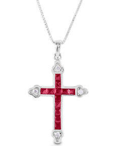  Kelly Herd Women's Red Cross Necklace , Silver, hi-res