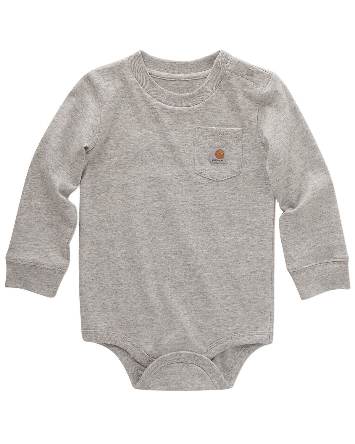 Carhartt Infant Boys' Logo Pocket Long Sleeve Onesie, Charcoal, hi-res