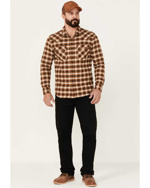 Image #2 - Pendleton Men's Wyatt Small Plaid Long Sleeve Snap Western Shirt , Brown, hi-res