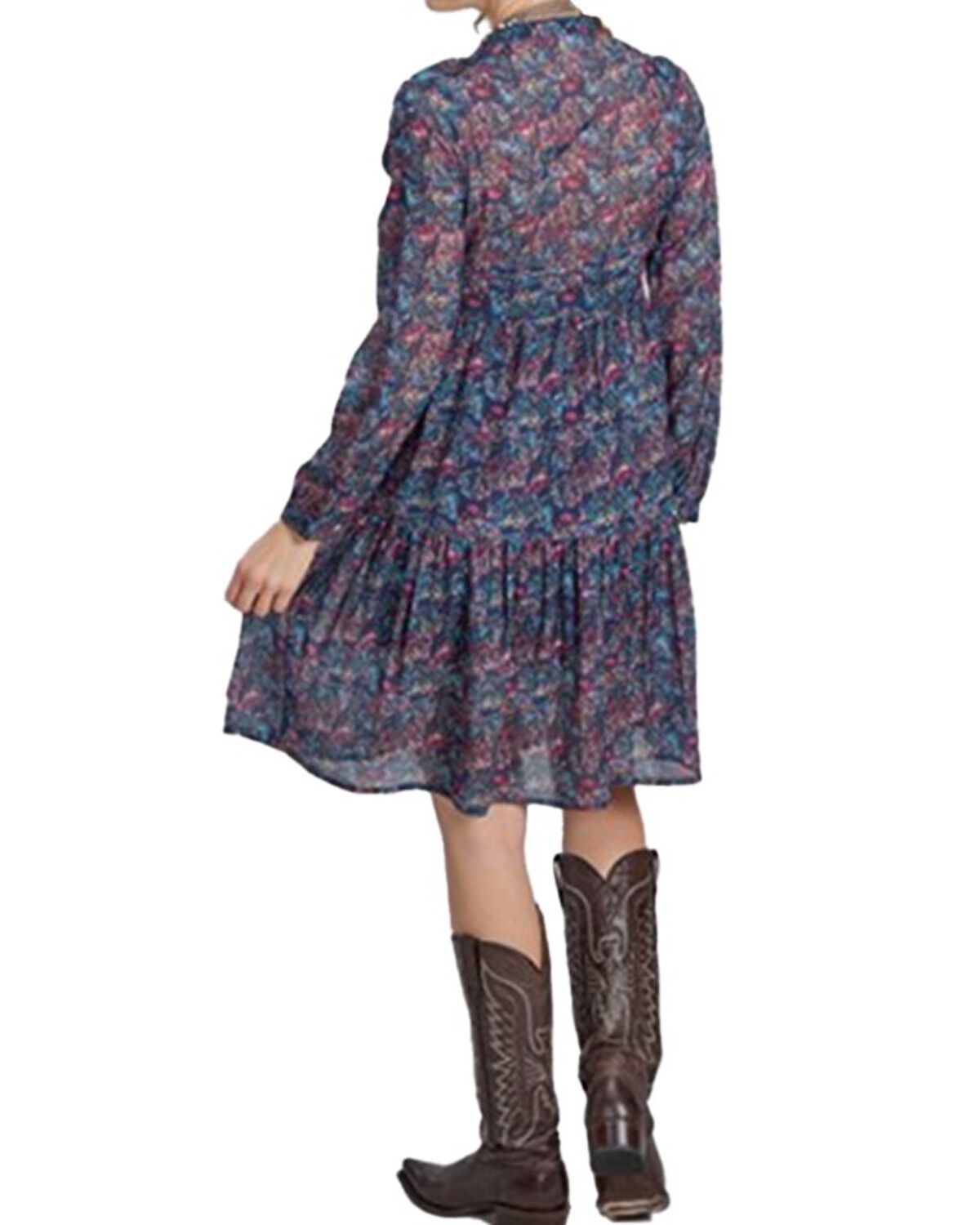 Image #2 - Roper Women's Floral Print Long Sleeve Mini Dress, Multi, hi-res
