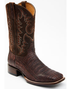 Cody James Men's Grasso Exotic Caiman Skin Western Boots - Wide Square Toe, Chocolate, hi-res
