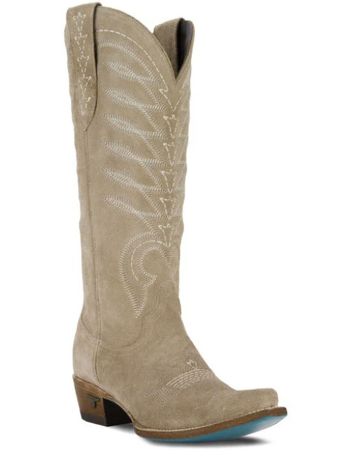 Image #1 - Lane Women's Squash Blossom Suede Tall Western Boots - Snip Toe, Coffee, hi-res