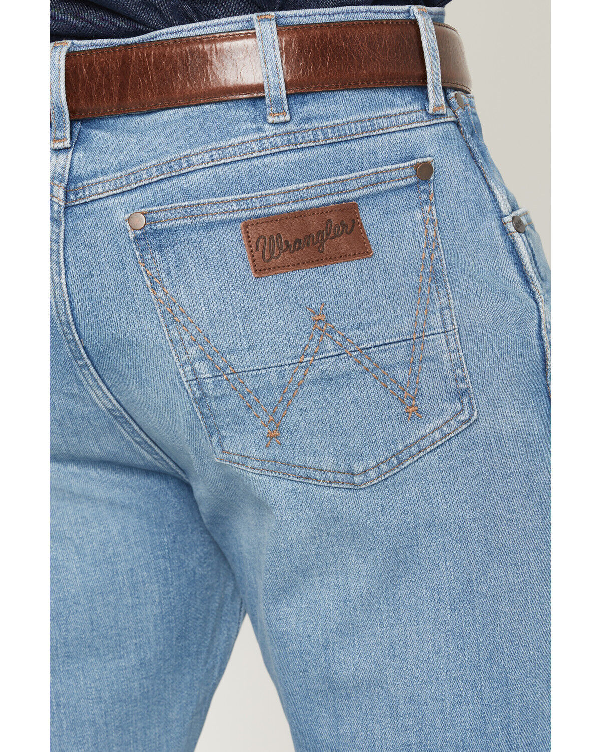 Image #4 - Wrangler Retro Men's Light Wash Slim Bootcut Stretch Denim Jeans, Medium Wash, hi-res