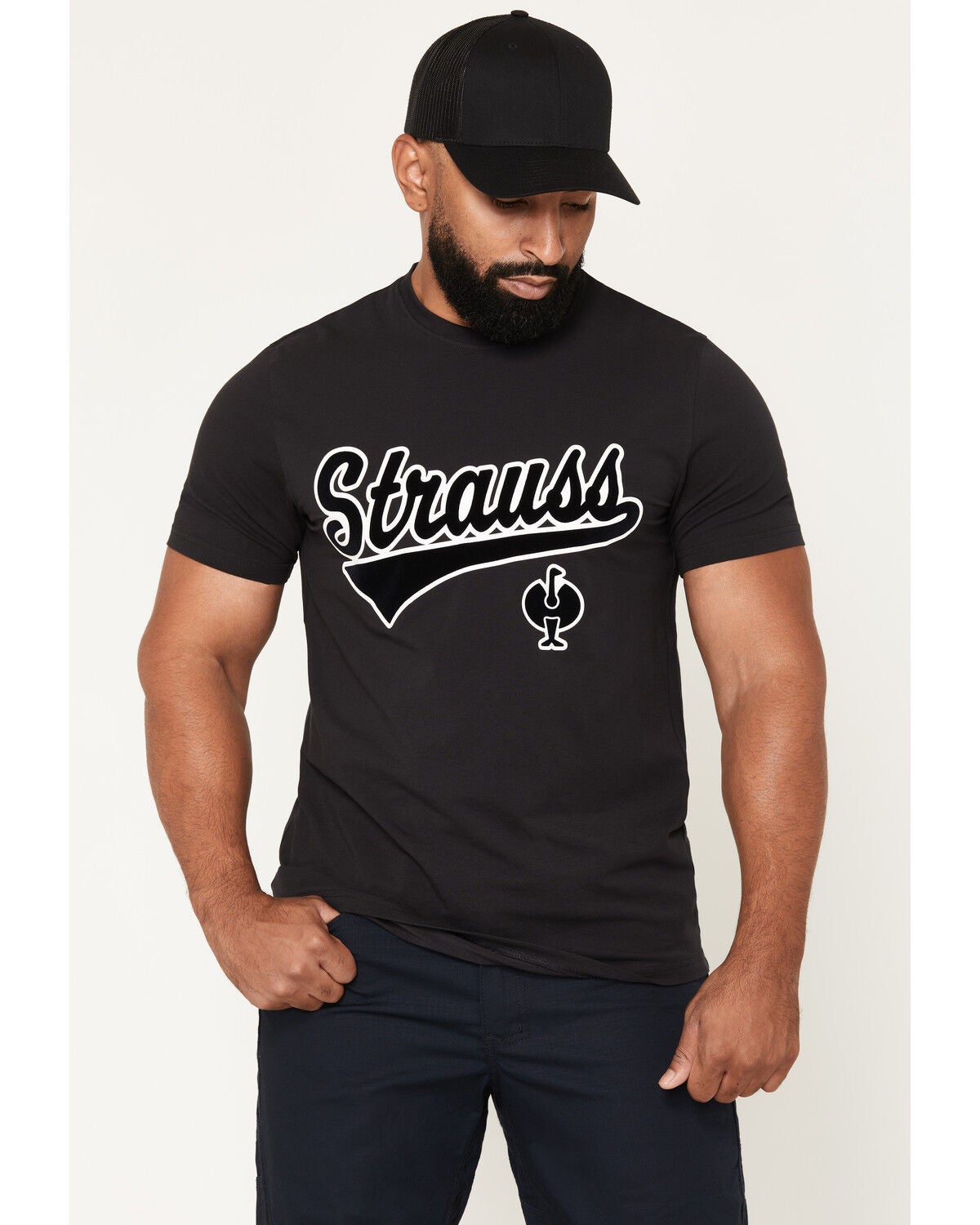 Image #1 - Strauss Men's Logo Short Sleeve Graphic T-Shirt, Black, hi-res