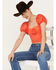 Image #1 - Band of the Free Women's Tie Back Short Sleeve Entrada Top, Orange, hi-res