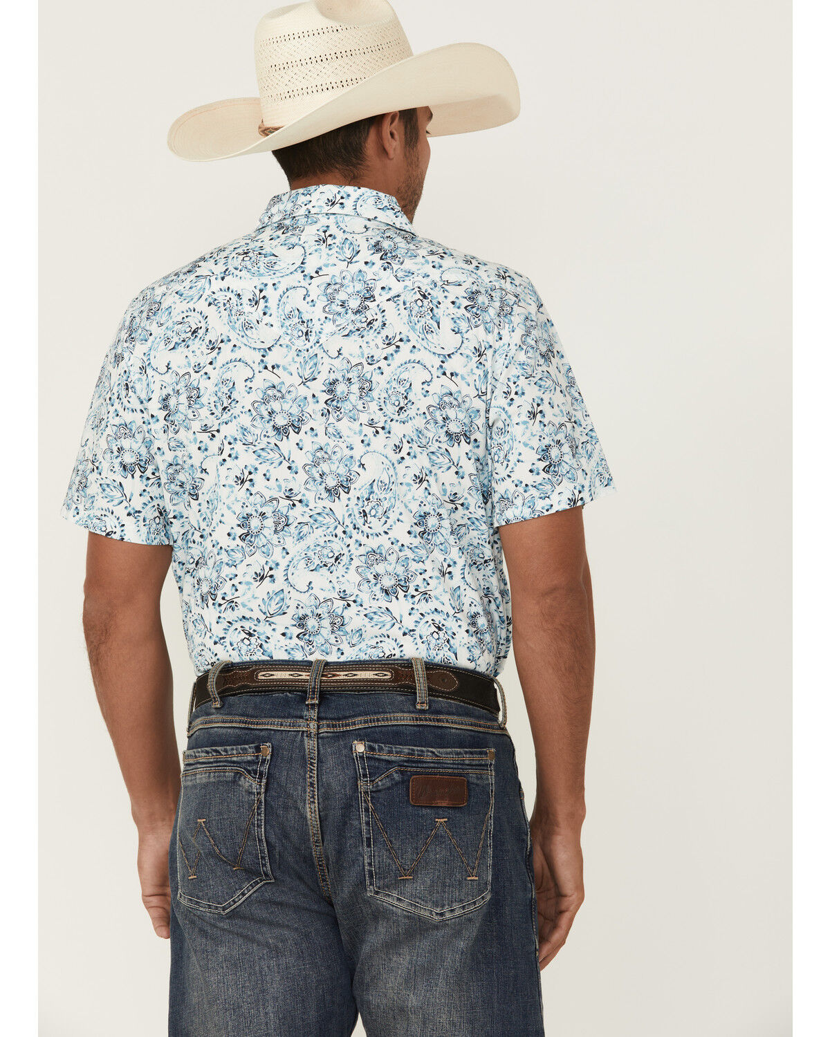 Image #4 - Cody James Men's Frontier Threads Floral Paisley Print Short Sleeve Snap Western Shirt, White, hi-res