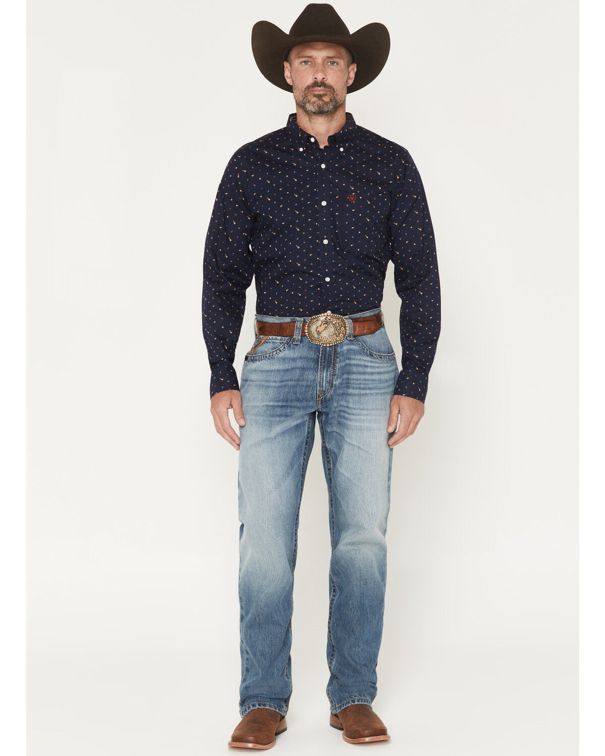 Ariat Men's M4 Rogers Medium Wash Relaxed Bootcut Denim Jeans - Big, Medium Wash, hi-res