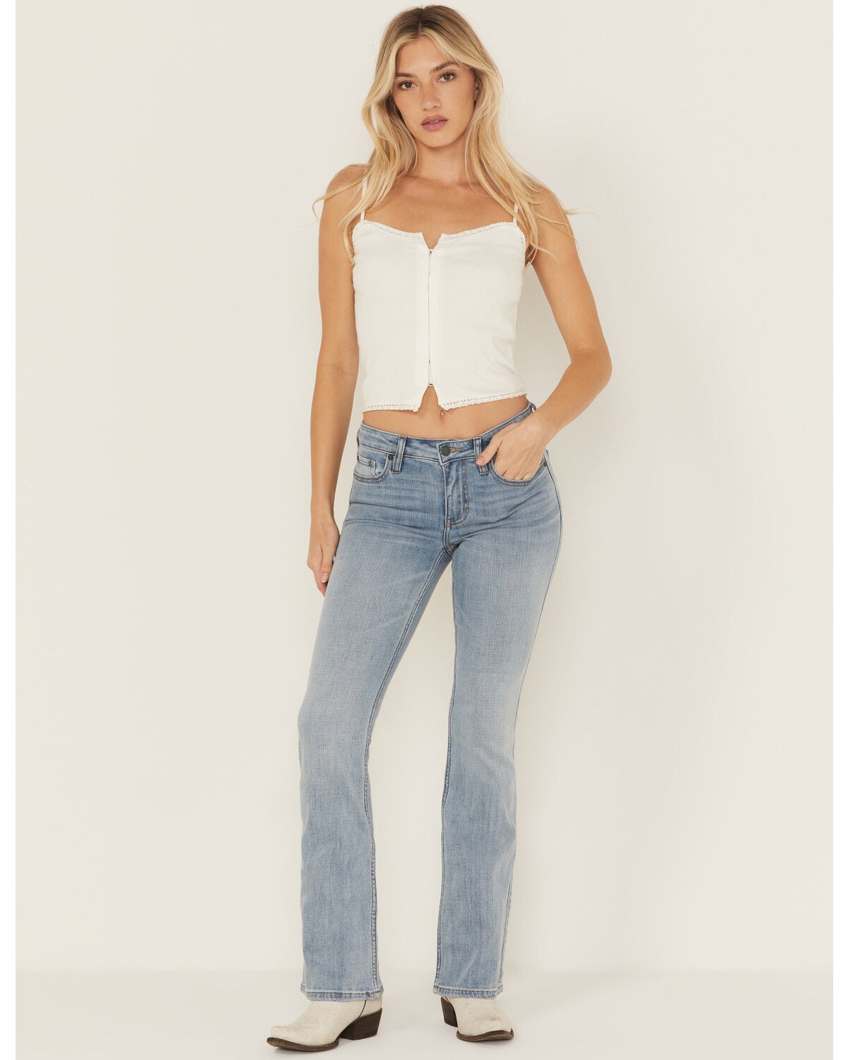 Idyllwind Women's Rebel Mid Rise Bootcut Super Stretch Denim Jeans, Light Wash, hi-res