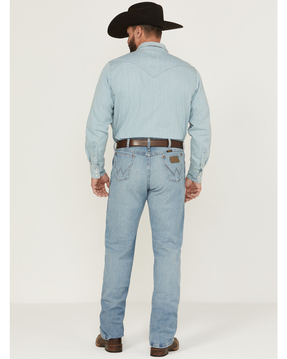 Image #2 - Wrangler Men's Cowboy Cut Vintage Light Wash Regular Fit Stretch Denim Jeans, Light Wash, hi-res