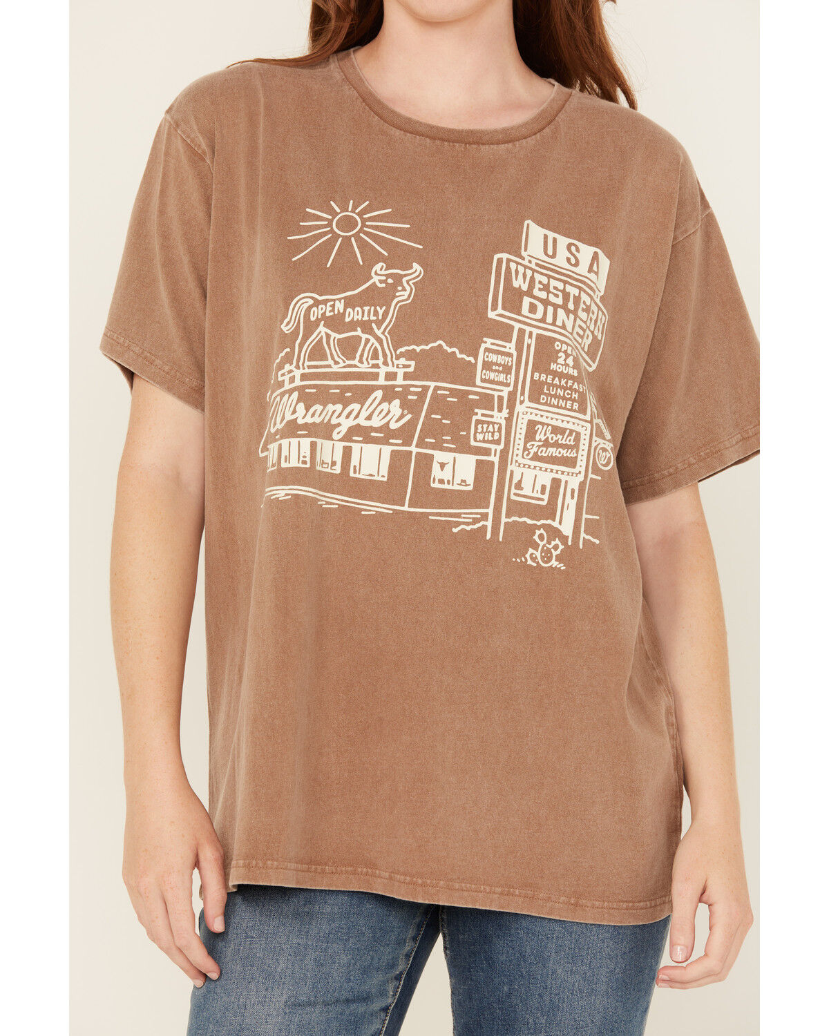 Image #3 - Wrangler Women's Western Diner Short Sleeve Graphic Tee, Brown, hi-res