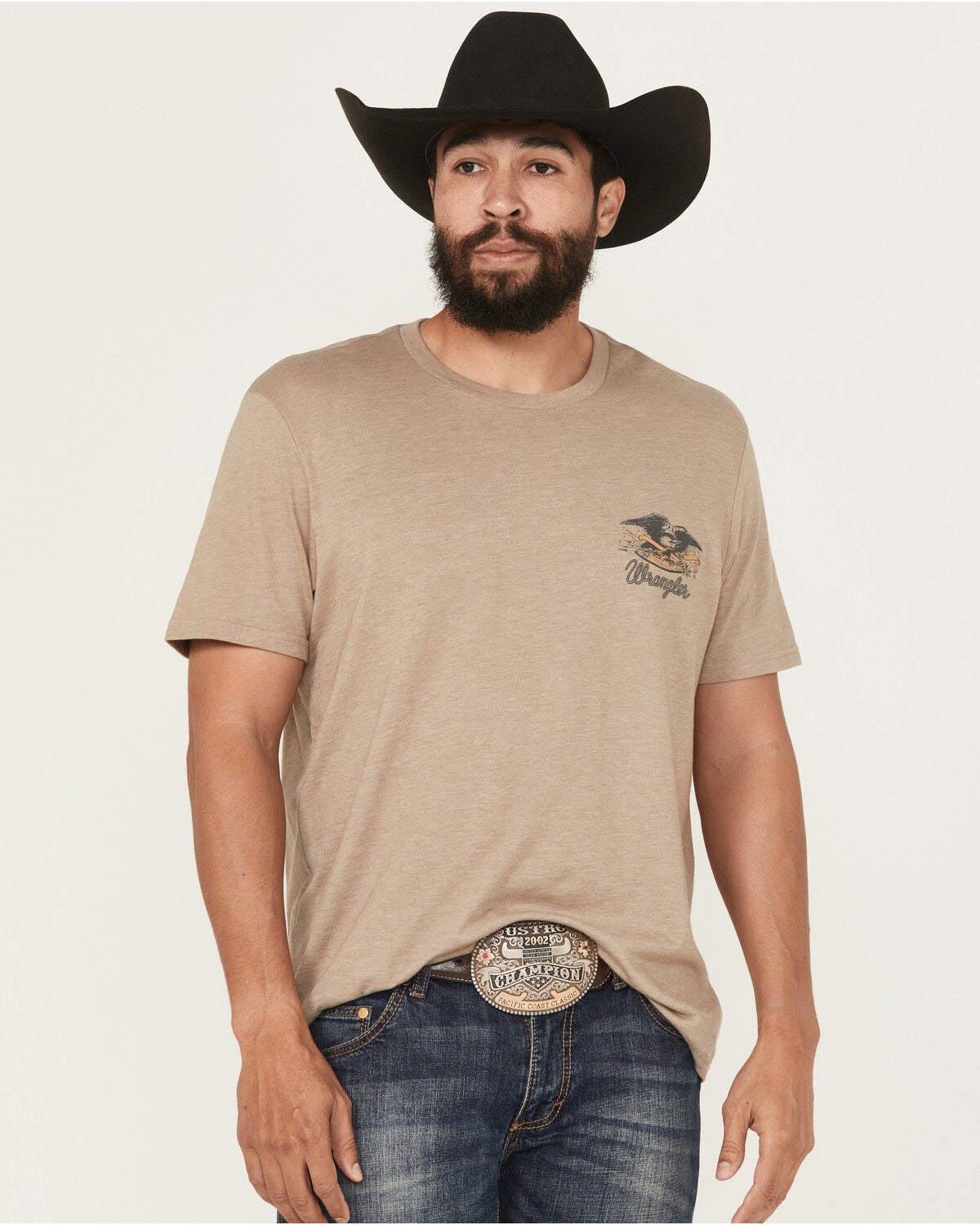 Image #2 - Wrangler Men's Logo Short Sleeve Graphic T-Shirt, Sand, hi-res