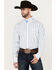 Image #1 - George Strait by Wrangler Men's Striped Long Sleeve Button-Down Stretch Western Shirt - Tall, White, hi-res
