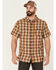 Image #1 - Brothers and Sons Men's Plaid Short Sleeve Button-Down Western Shirt, Beige/khaki, hi-res