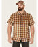 Image #1 - Brothers and Sons Men's Plaid Short Sleeve Button-Down Western Shirt , Beige/khaki, hi-res