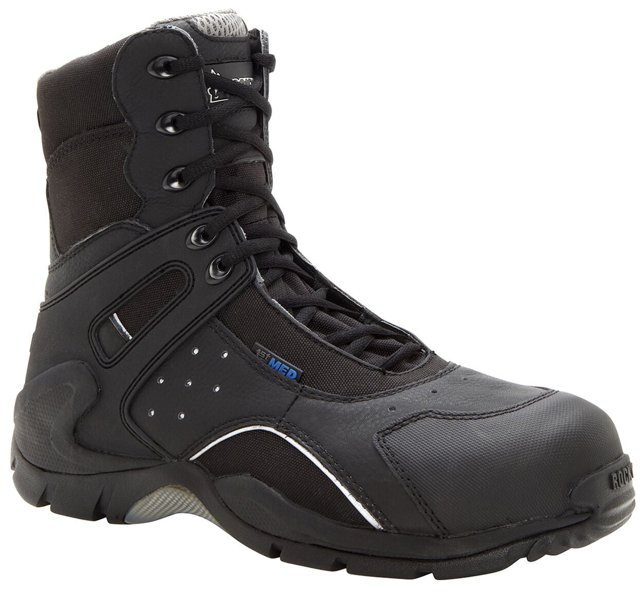 Rocky Men's 1st Med Puncture-Resistant Side-Zip Waterproof Boots - Composite Toe, Black, hi-res