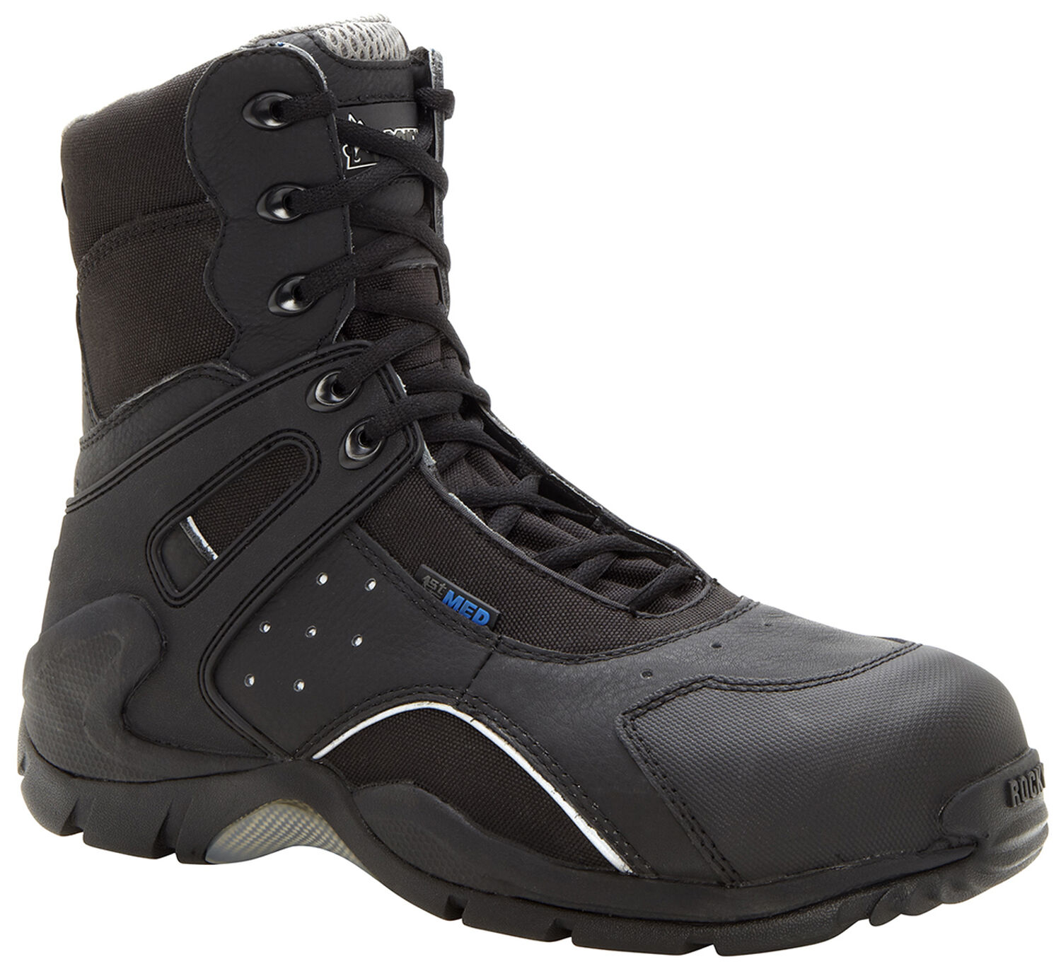 Image #1 - Rocky Men's 1st Med Puncture-Resistant Side-Zip Waterproof Boots - Composite Toe, Black, hi-res