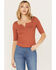 Image #1 - Idyllwind Women's Lucy Square Neck Henley Shirt, Pecan, hi-res