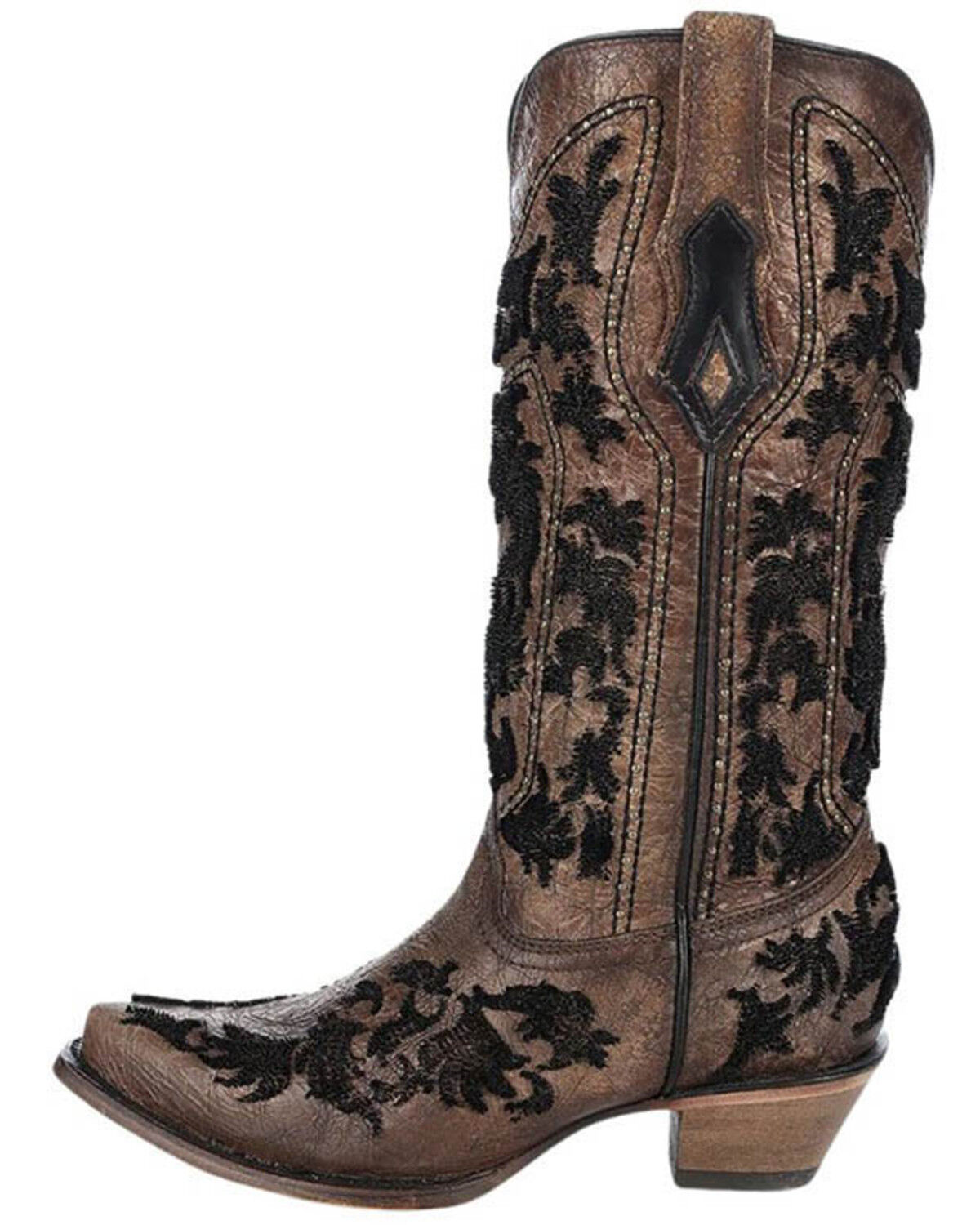 Image #3 - Corral Women's Crackled Bristle Western Boots - Snip Toe, Cognac, hi-res