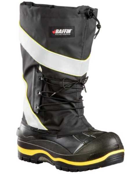 Baffin Men's Hi-Vis Derrick (STP) Waterproof Safety Pull On Work Boot - Composite Toe, Black, hi-res