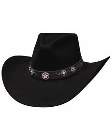 Bullhide Star Studded 4X Premium Wool Cowgirl Hat, Black, hi-res