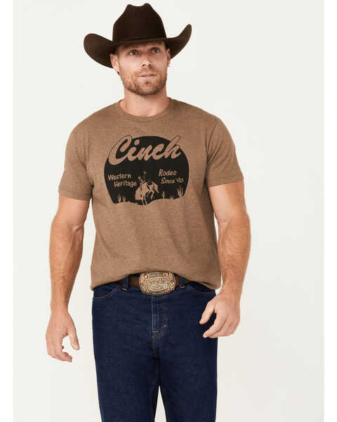 Cinch Men's Heritage Cowboy Short Sleeve Graphic T-Shirt, Brown, hi-res
