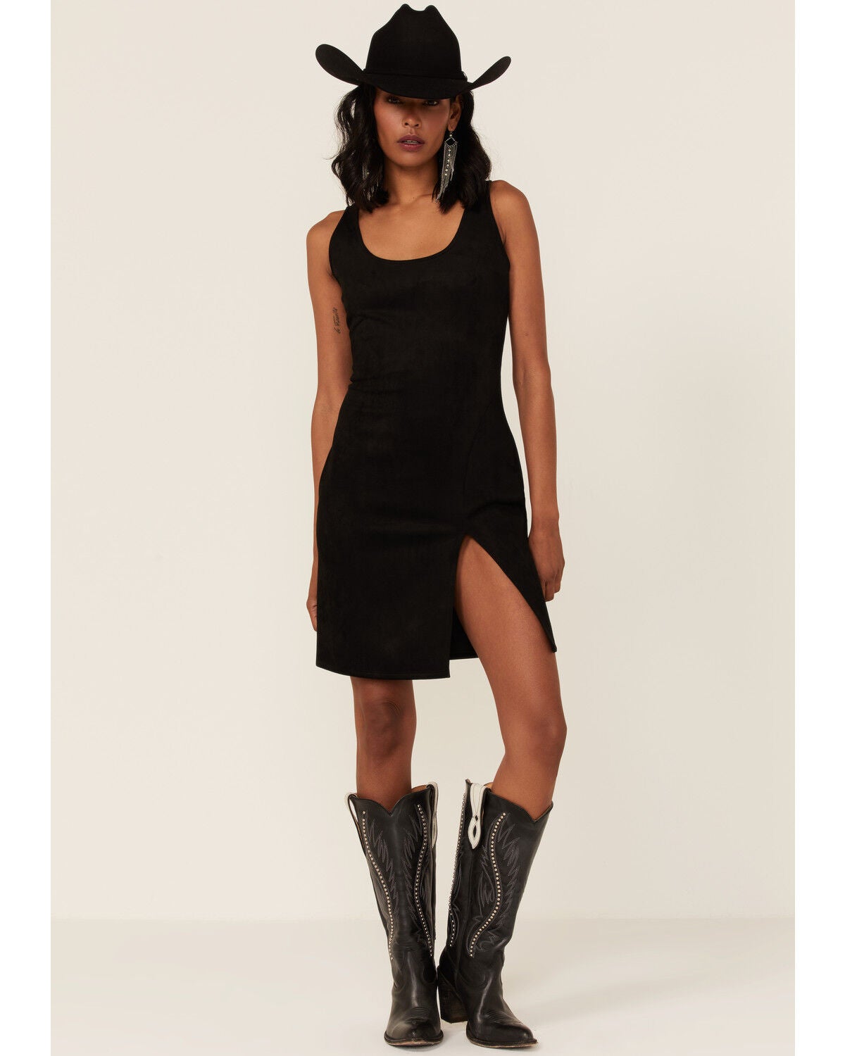 Black Faux Suede Bodycon Dress 