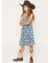 Image #1 - Wrangler Girls' Floral Boot Denim Dress, Blue, hi-res