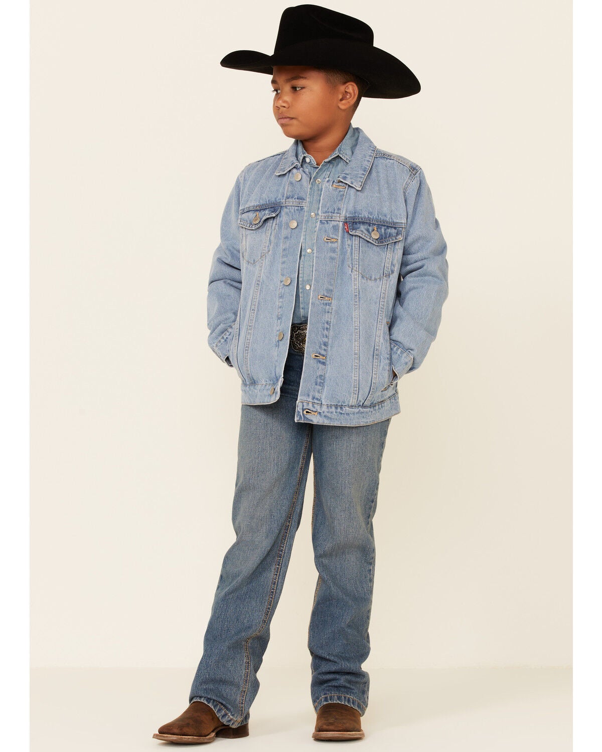 Image #2 - Levi's Boys' Light Wash Denim Button Down Trucker Jacket, , hi-res