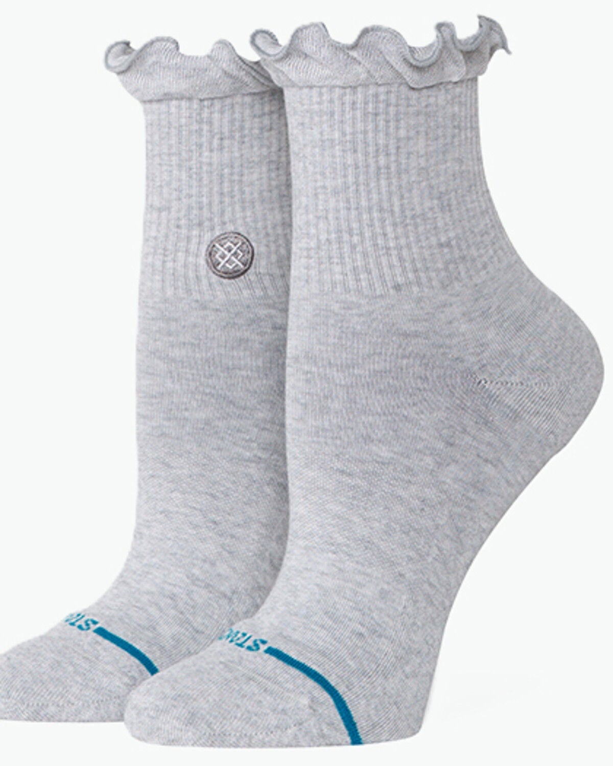 Stance Women's Ruffle Icon Quarter Socks, Heather Grey, hi-res