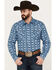 Image #1 - Cinch Men's Southwestern Print Long Sleeve Western Snap Shirt, Light Blue, hi-res
