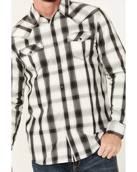 Image #3 - Moonshine Spirit Men's Skylark Plaid Print Long Sleeve Pearl Snap Western Shirt, White, hi-res